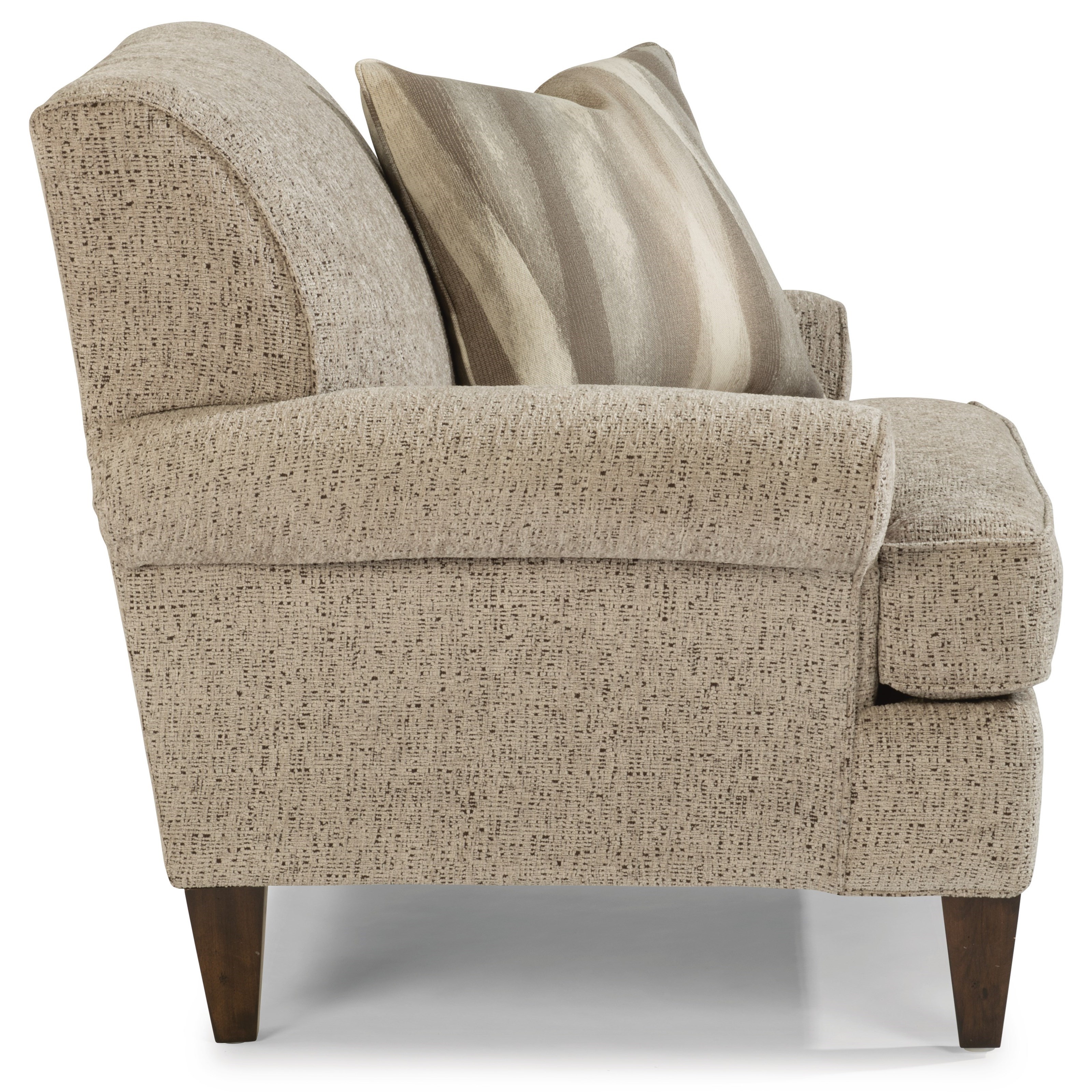 Flexsteel Venture Transitional Chair with Rolled Arms and Tapered Legs